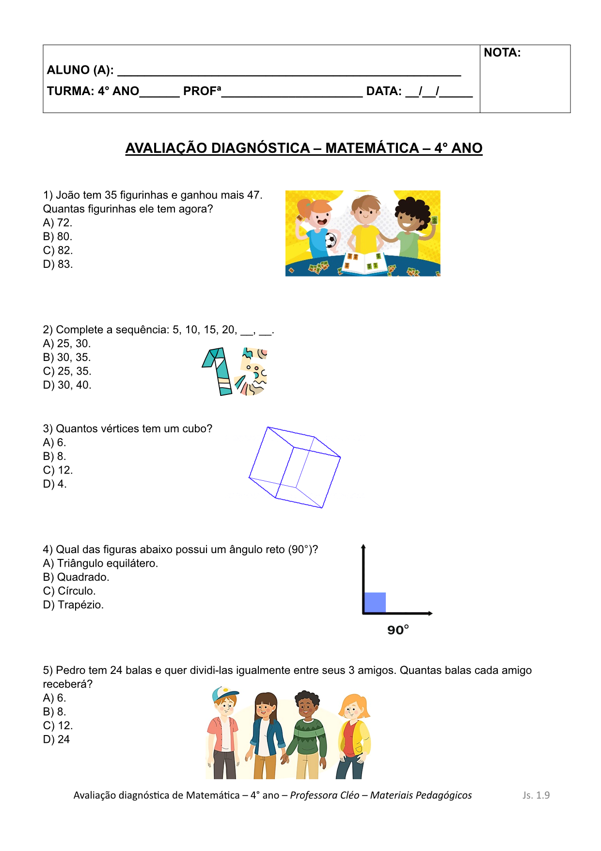 Amostra Matemática 4º Ano